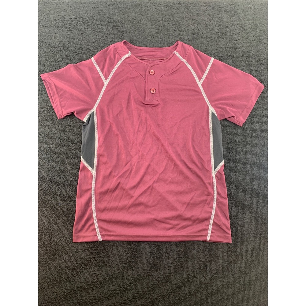 High Five Youth Medium Pink Gray Athletic Baseball Jersey Short‎ Sleeve